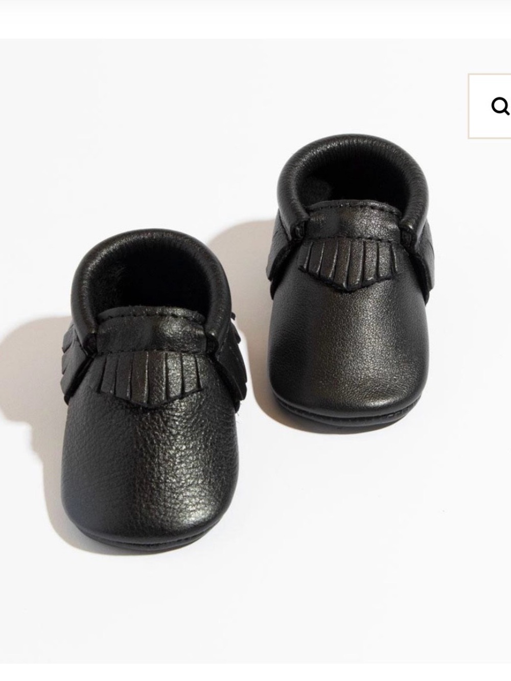 Freshly Picked Ebony/Black Leather Moccasin Baby Shoe